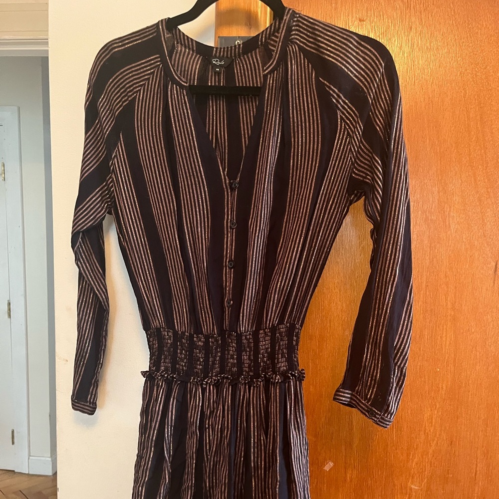 Rails Navy dress with pink metallic stripes
